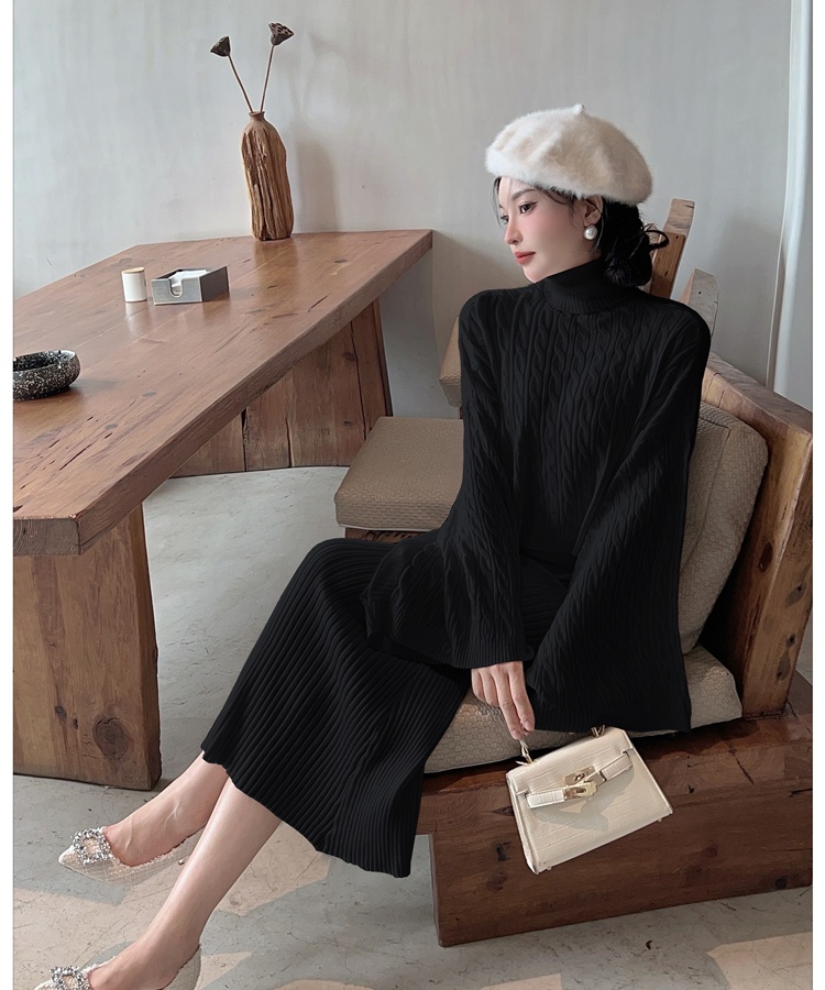 Twist autumn and winter dress lazy vest 2pcs set