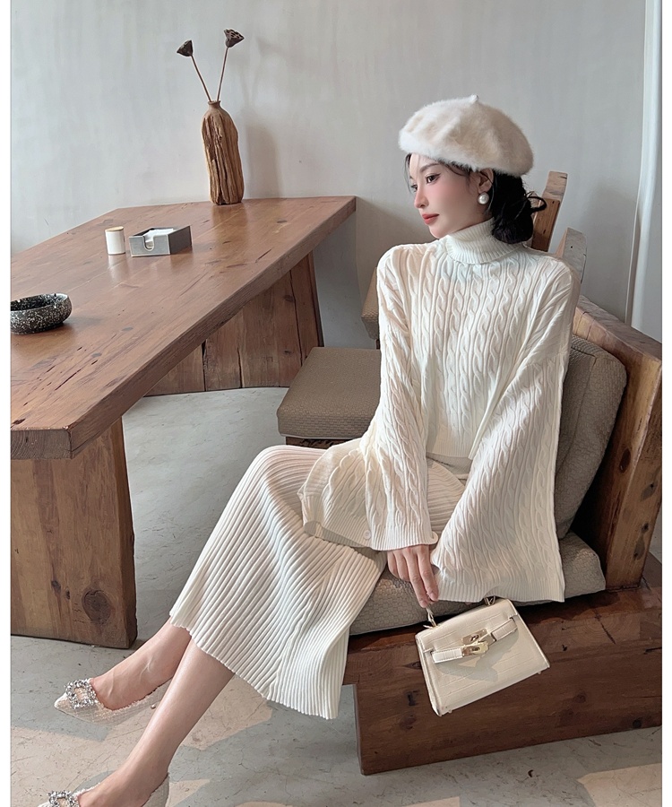Twist autumn and winter dress lazy vest 2pcs set