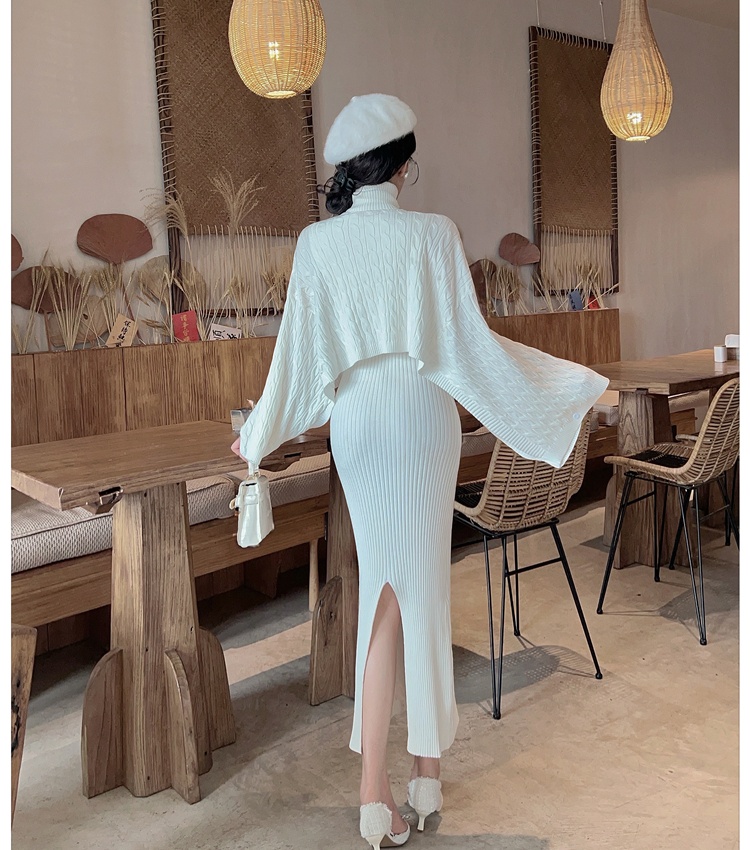 Twist autumn and winter dress lazy vest 2pcs set