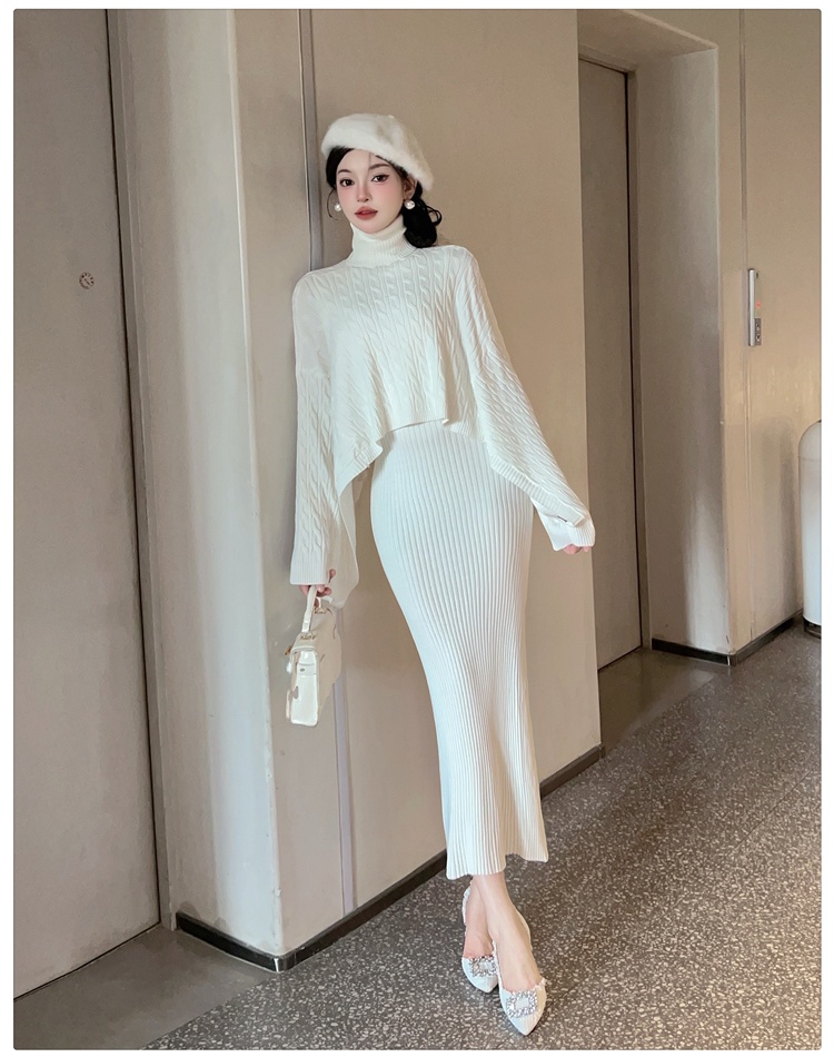 Twist autumn and winter dress lazy vest 2pcs set