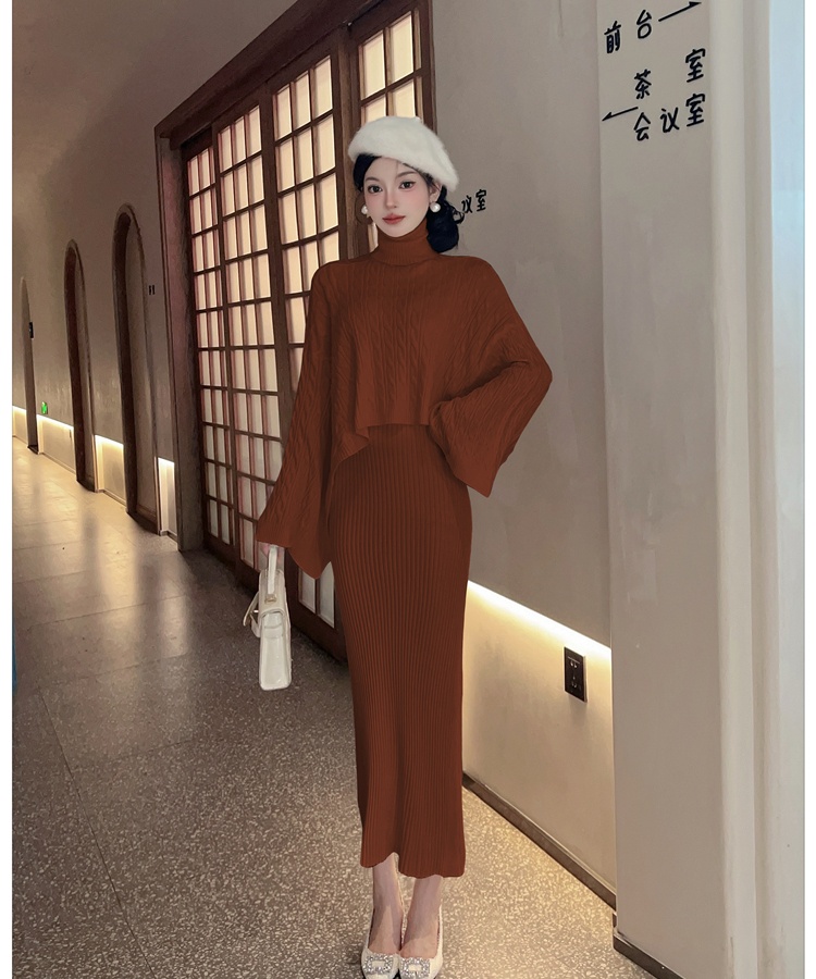 Twist autumn and winter dress lazy vest 2pcs set