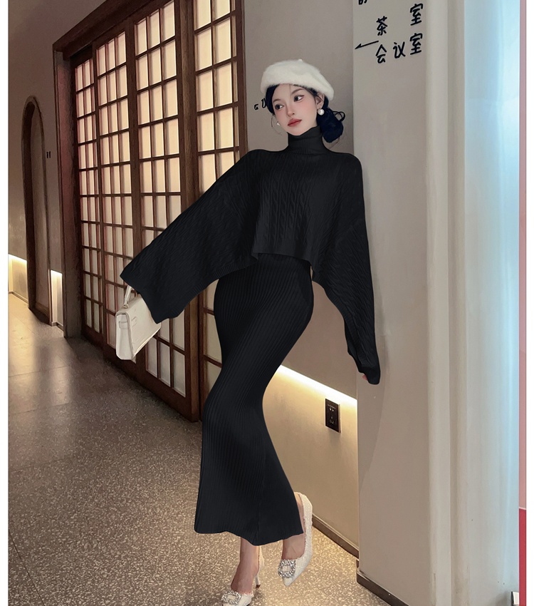 Twist autumn and winter dress lazy vest 2pcs set