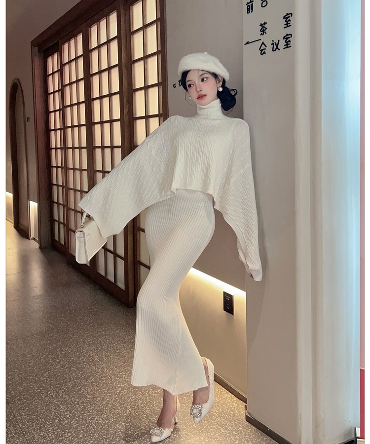 Twist autumn and winter dress lazy vest 2pcs set