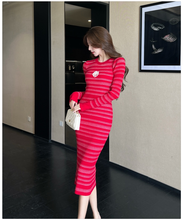 Slim autumn and winter dress long sweater dress