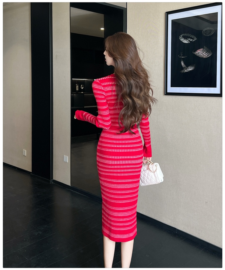 Slim autumn and winter dress long sweater dress