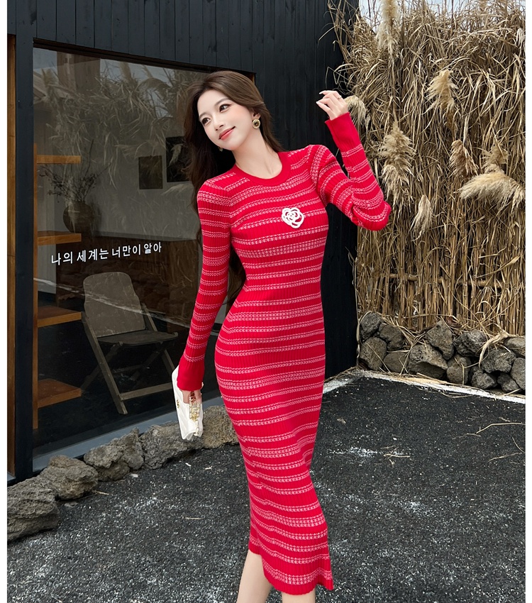 Slim autumn and winter dress long sweater dress
