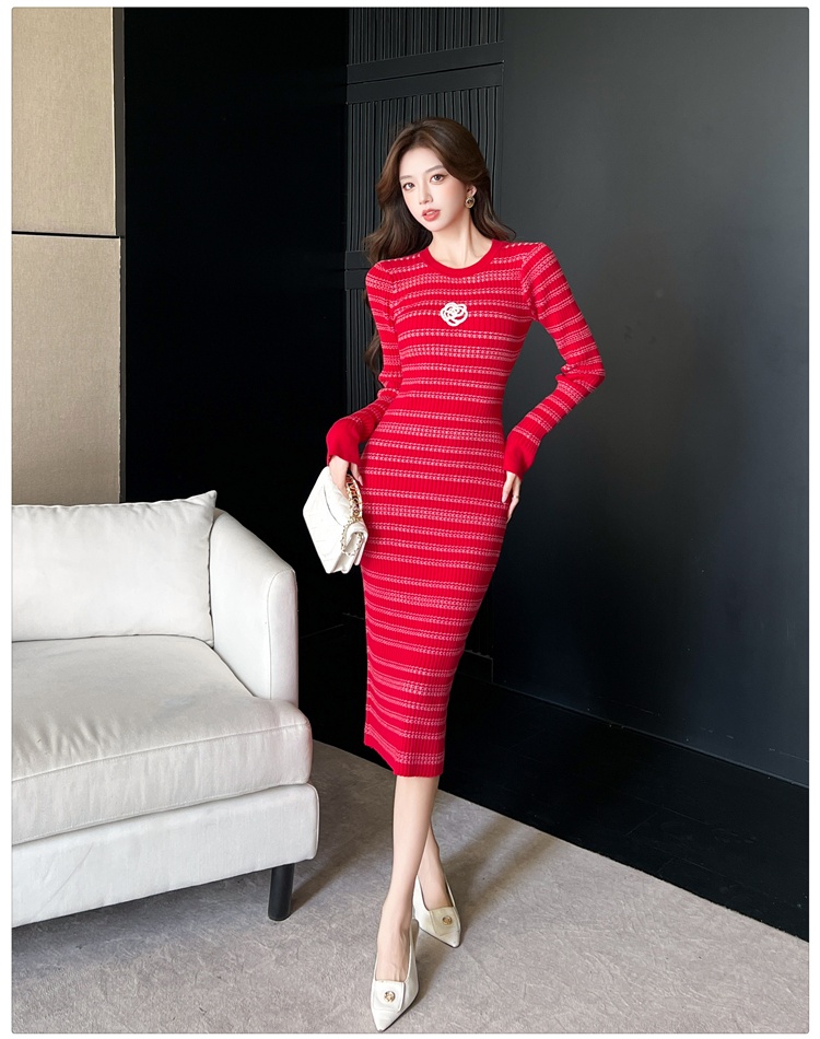 Slim autumn and winter dress long sweater dress