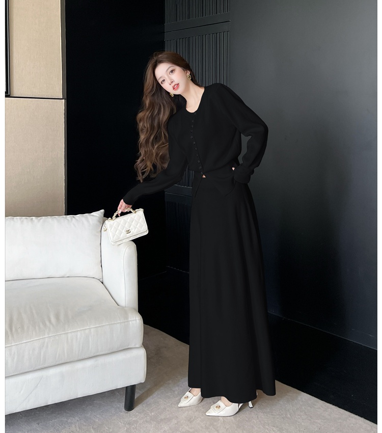 Knitted autumn skirt Korean style tops a set for women