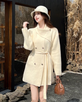 Two-sided woolen woolen coat scarf bathrobes for women