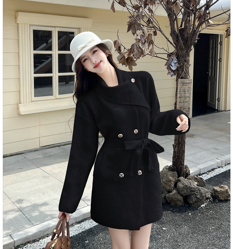 Two-sided woolen woolen coat scarf bathrobes for women