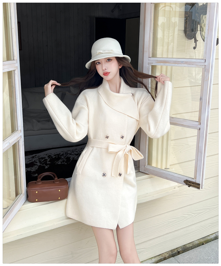 Two-sided woolen woolen coat scarf bathrobes for women