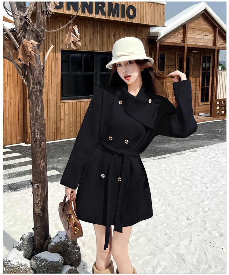 Two-sided woolen woolen coat scarf bathrobes for women