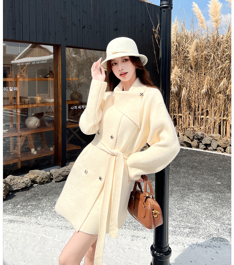 Two-sided woolen woolen coat scarf bathrobes for women