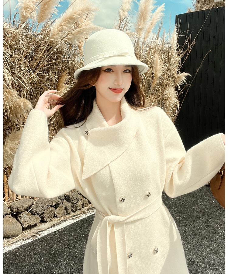 Two-sided woolen woolen coat scarf bathrobes for women