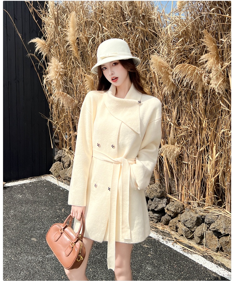 Two-sided woolen woolen coat scarf bathrobes for women