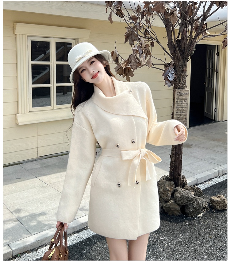 Two-sided woolen woolen coat scarf bathrobes for women