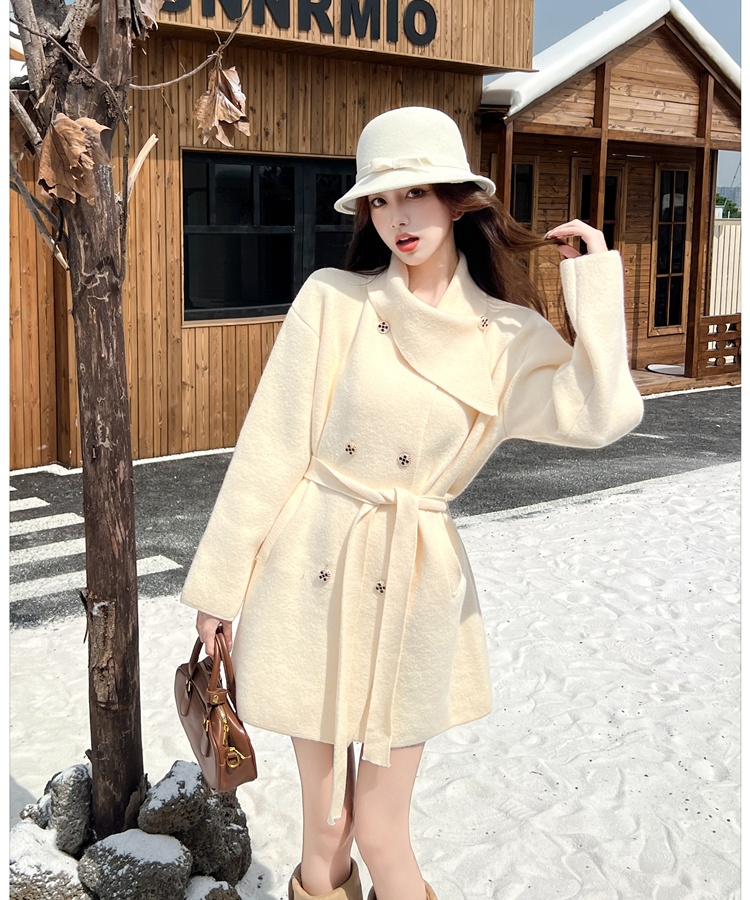 Two-sided woolen woolen coat scarf bathrobes for women