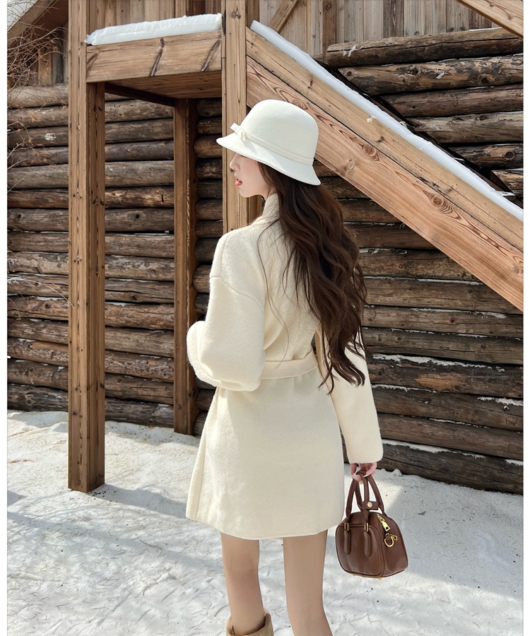 Two-sided woolen woolen coat scarf bathrobes for women