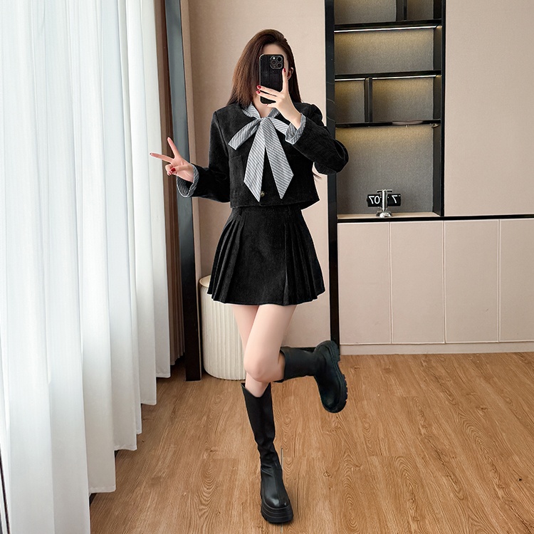 Fashion college style jacket Korean style skirt 2pcs set