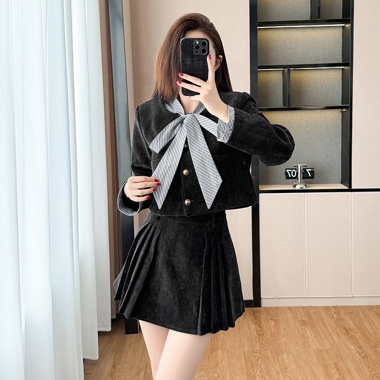 Fashion college style jacket Korean style skirt 2pcs set