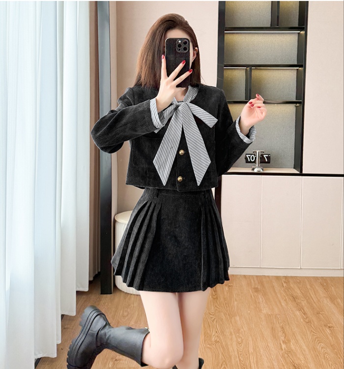 Fashion college style jacket Korean style skirt 2pcs set