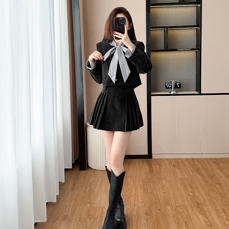 Fashion college style jacket Korean style skirt 2pcs set