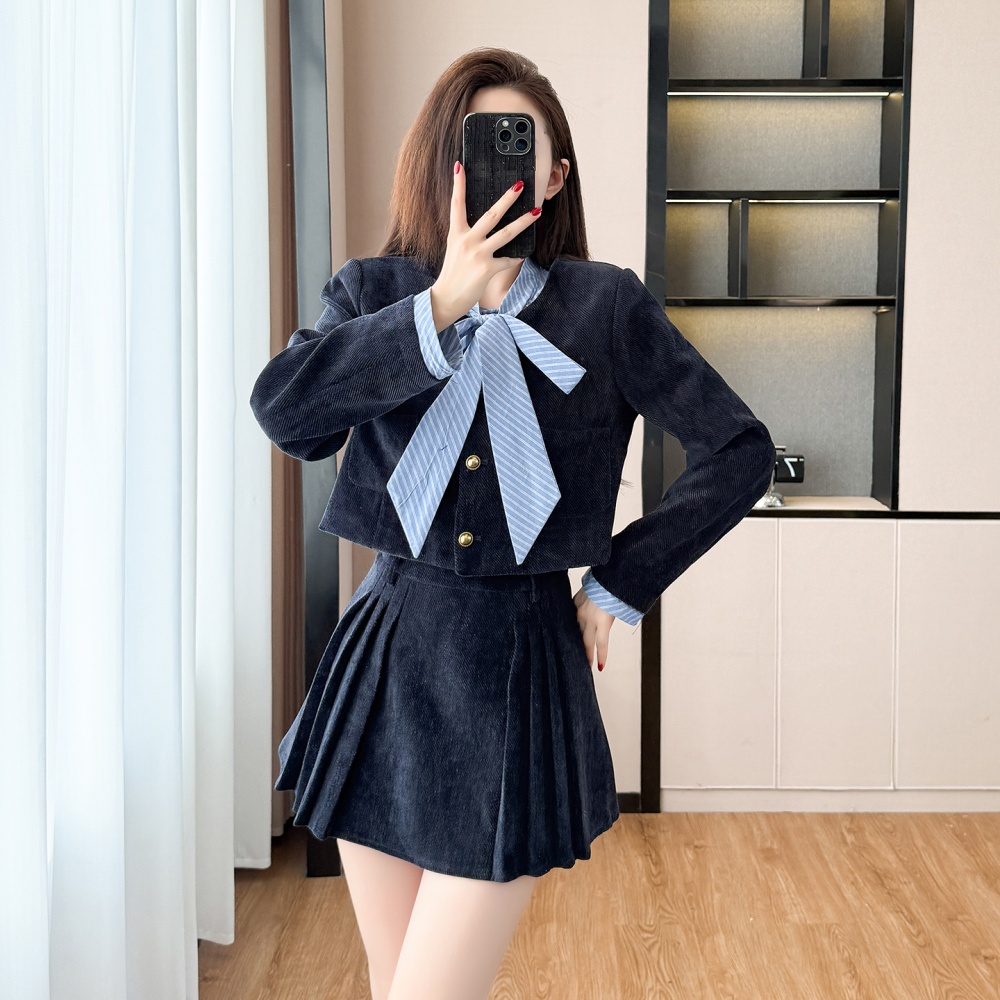 Fashion college style jacket Korean style skirt 2pcs set