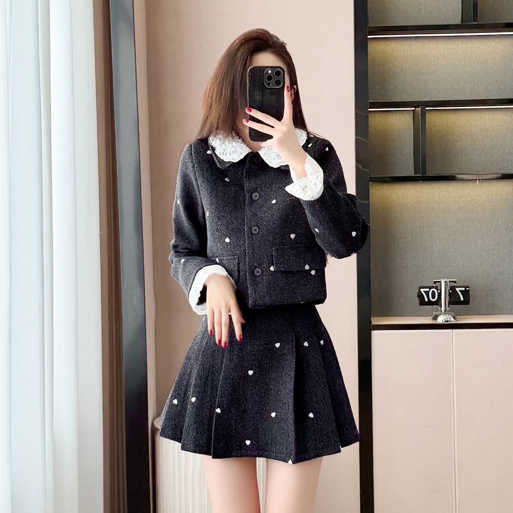 Autumn and winter bow business suit splice coat 2pcs set