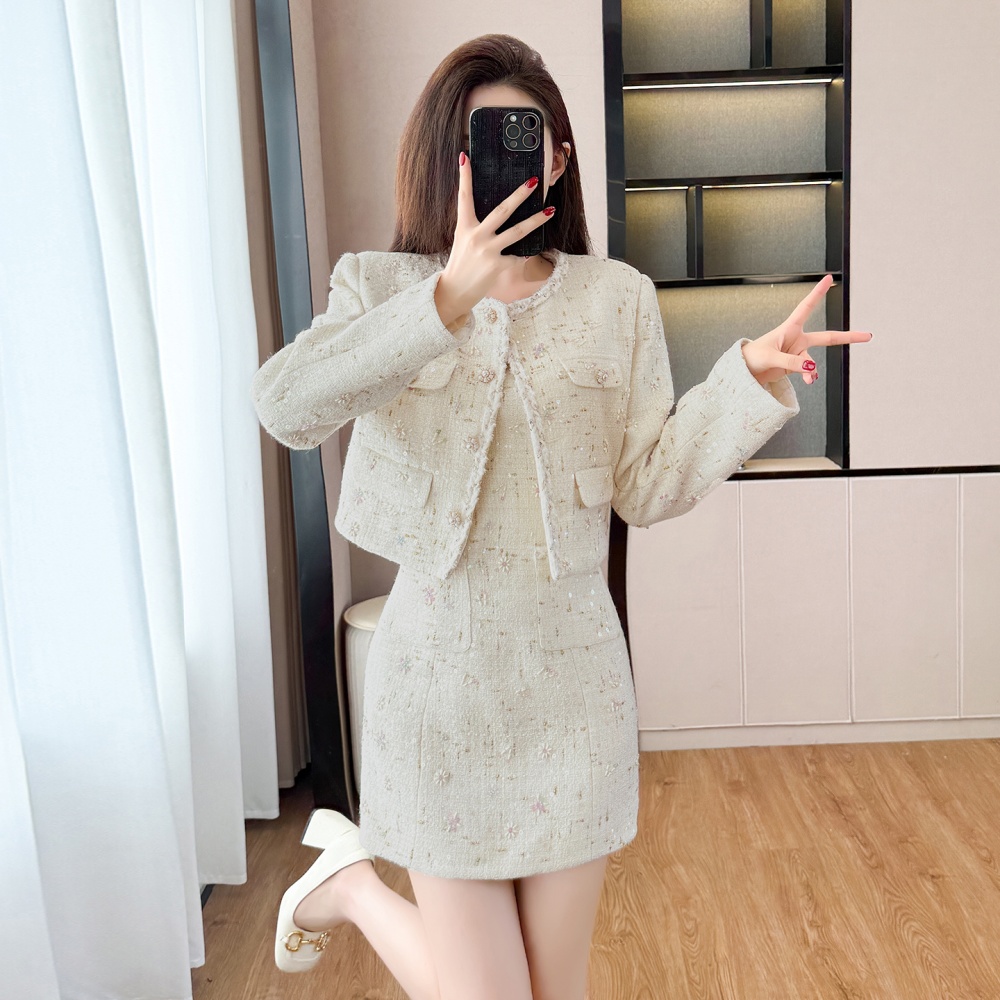 Autumn and winter coat sleeveless dress 2pcs set