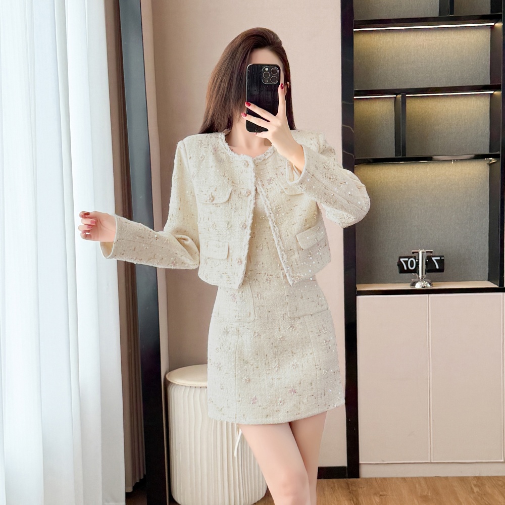 Autumn and winter coat sleeveless dress 2pcs set