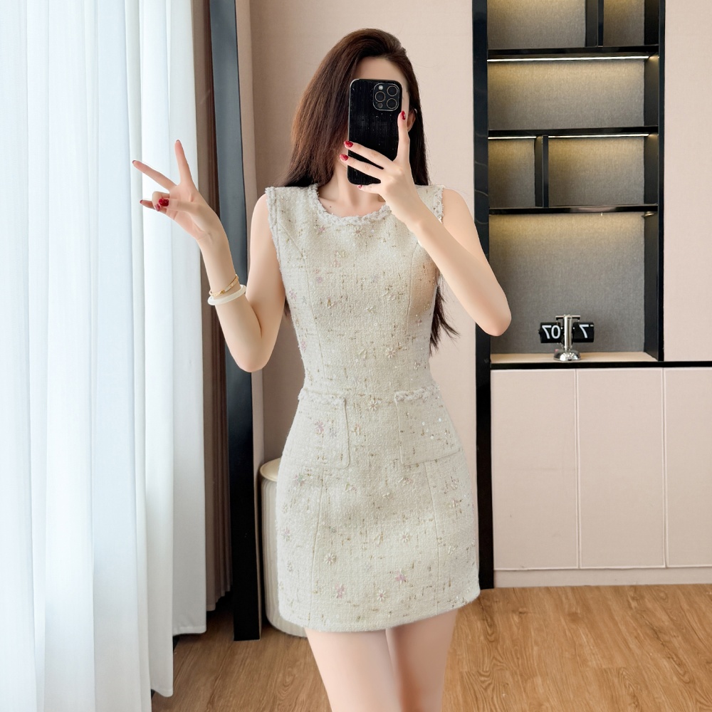 Autumn and winter coat sleeveless dress 2pcs set