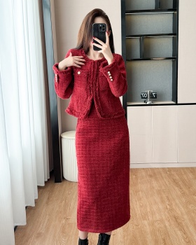 Plus cotton coat chanelstyle formal dress 2pcs set