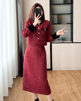 Package hip long skirt plus cotton coat 2pcs set for women