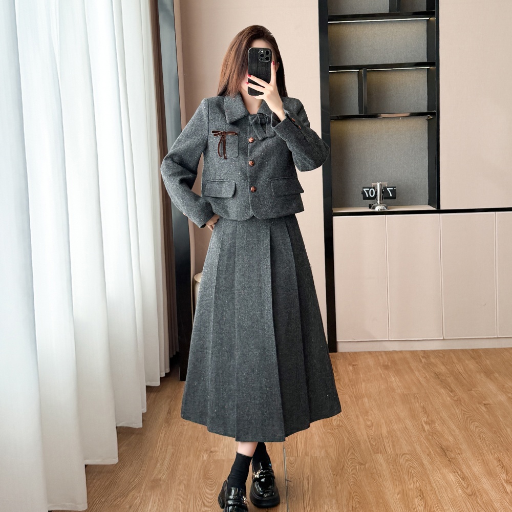 Chanelstyle skirt ladies coat 2pcs set for women