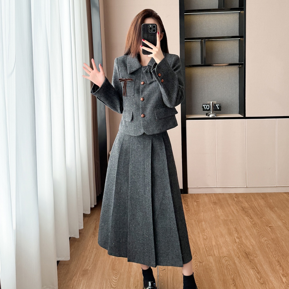 Chanelstyle skirt ladies coat 2pcs set for women
