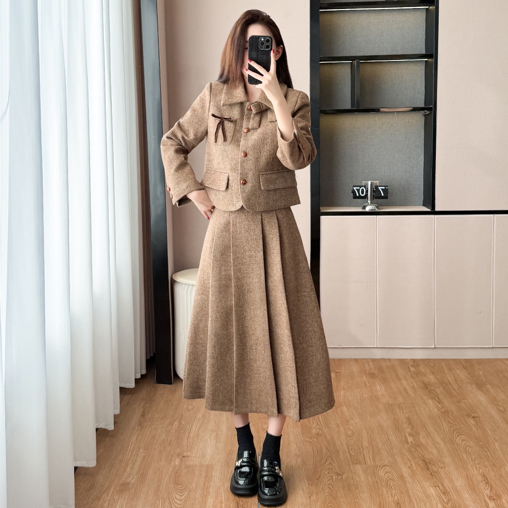 Chanelstyle skirt ladies coat 2pcs set for women