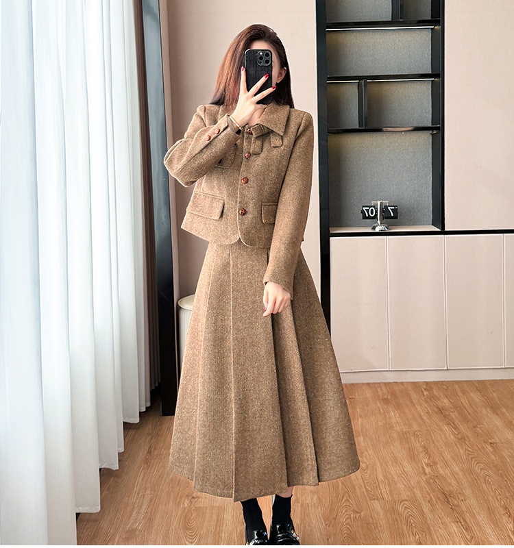 Chanelstyle skirt ladies coat 2pcs set for women