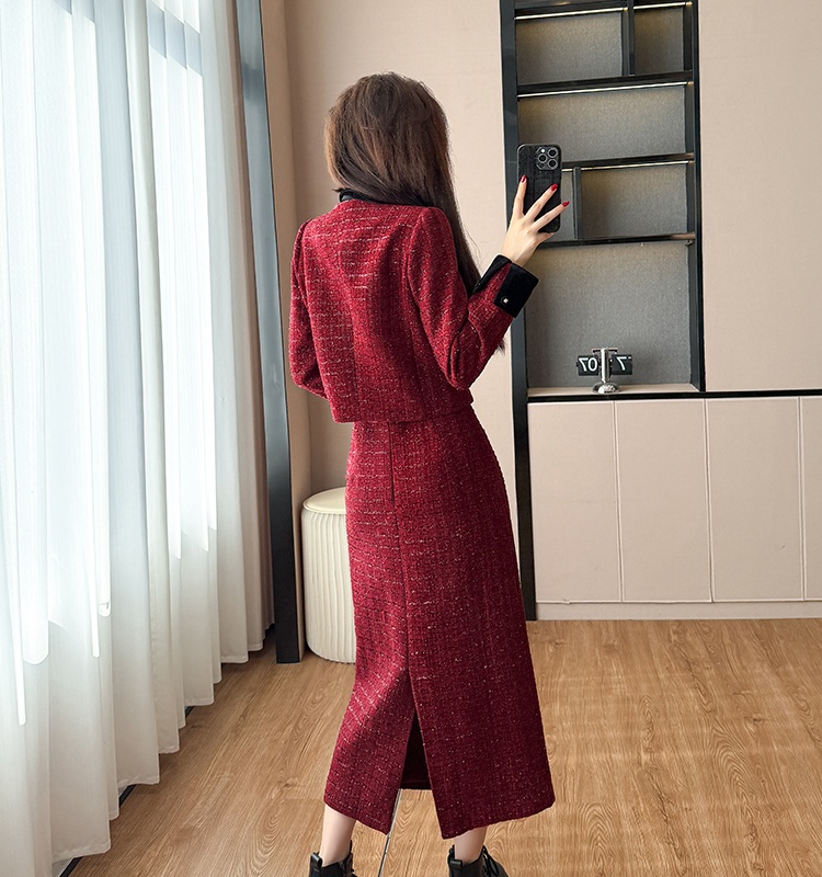 Autumn and winter slim skirt 2pcs set for women