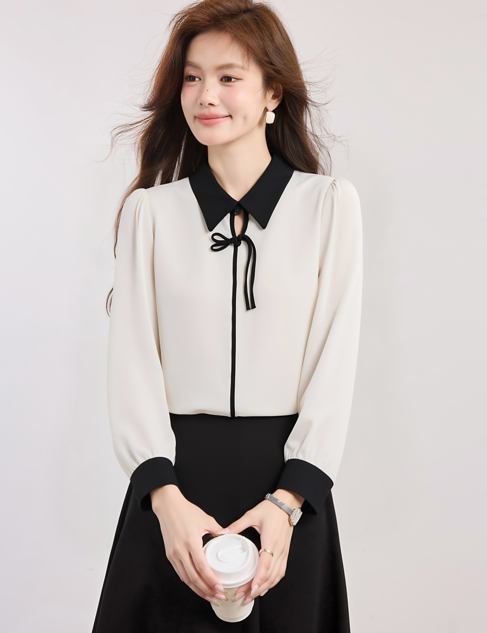 Satin autumn small shirt Chinese style retro shirt