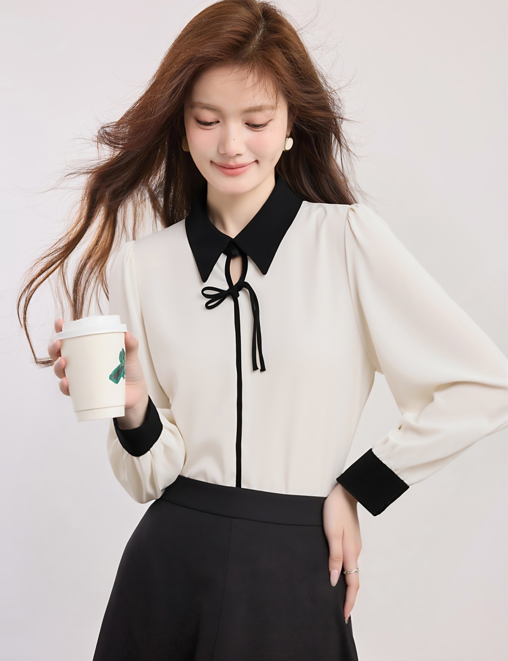 Satin autumn small shirt Chinese style retro shirt