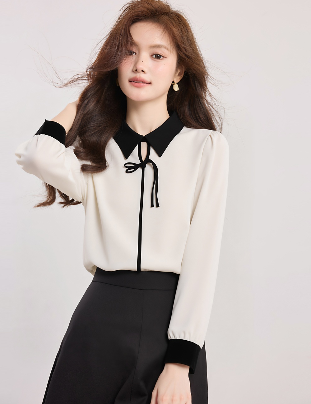 Satin autumn small shirt Chinese style retro shirt