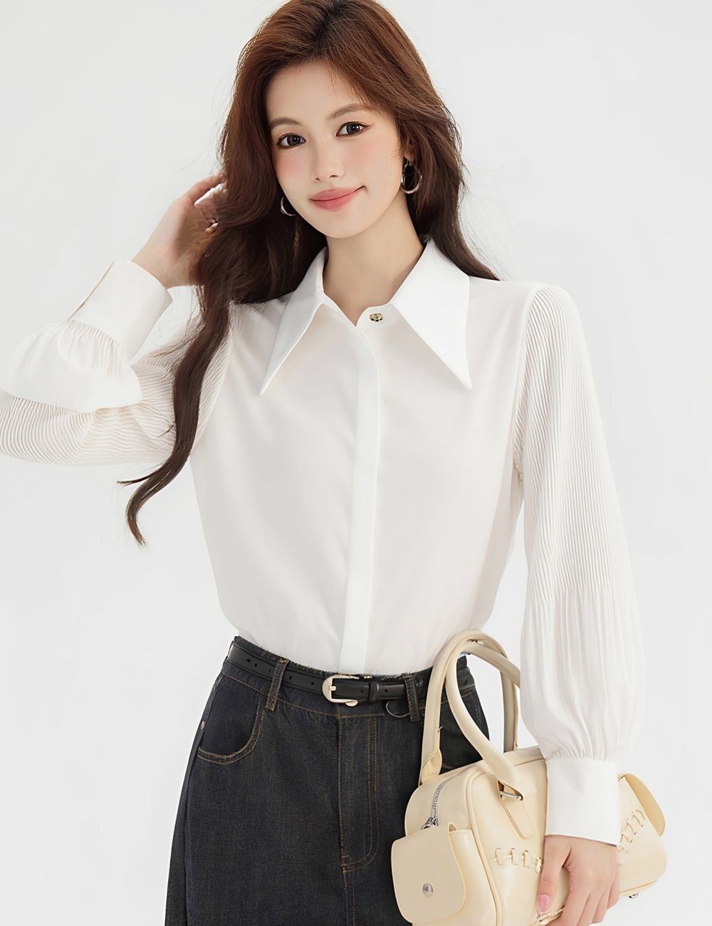 Autumn chiffon shirt organ tops for women