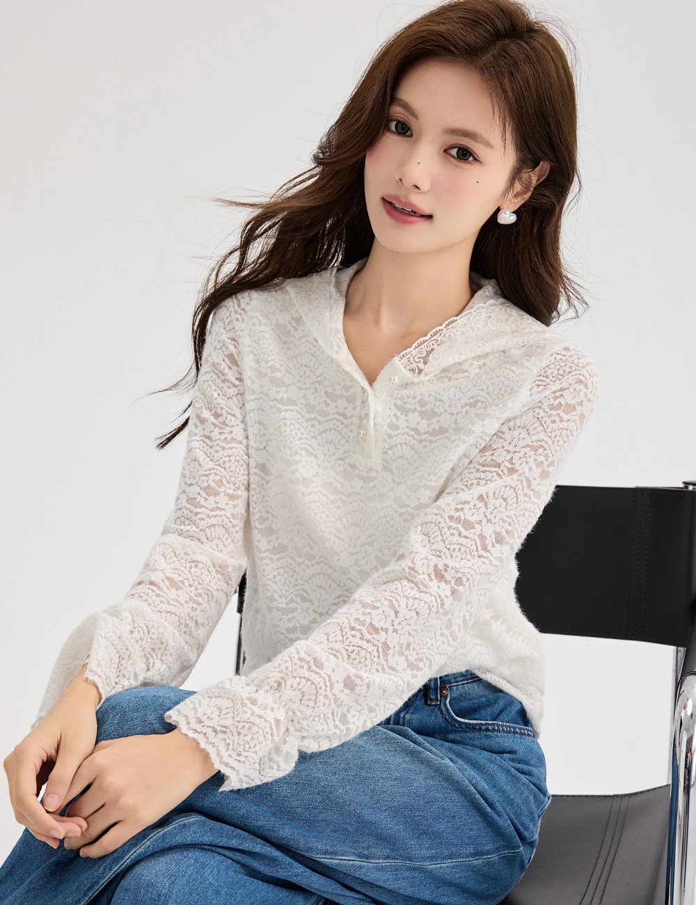 Lace loose tops temperament France style shirts