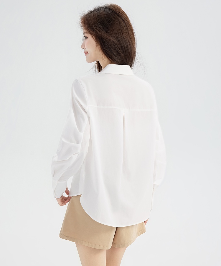 White splice light luxury tops autumn loose lace shirt