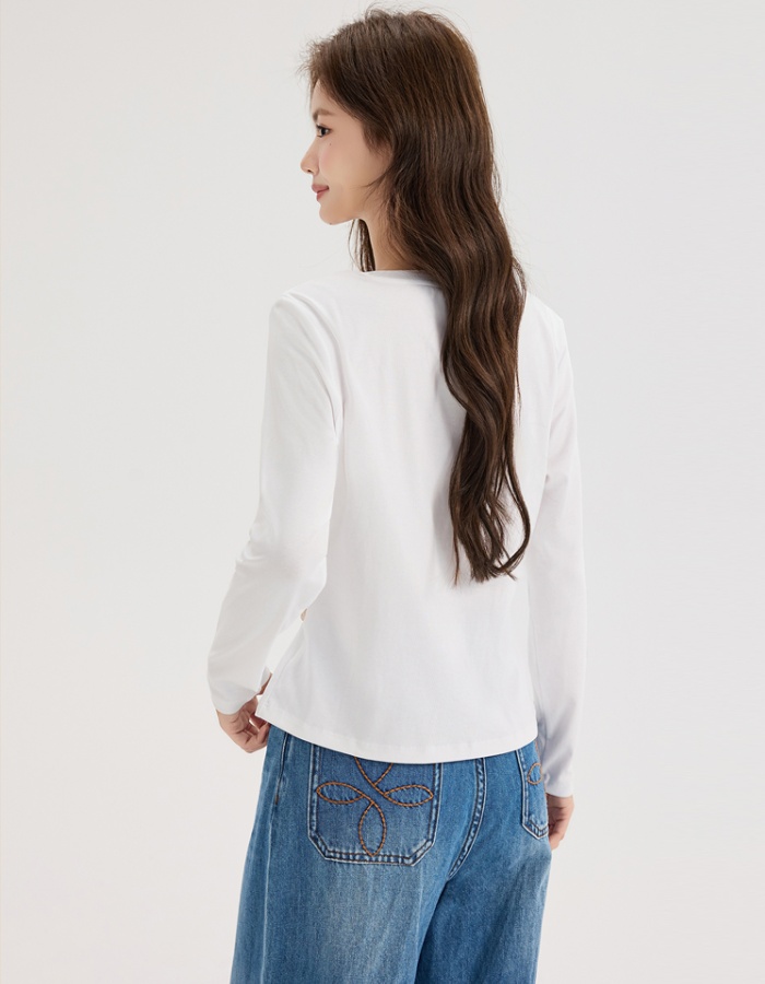 Long sleeve slim bottoming shirt fold tops for women