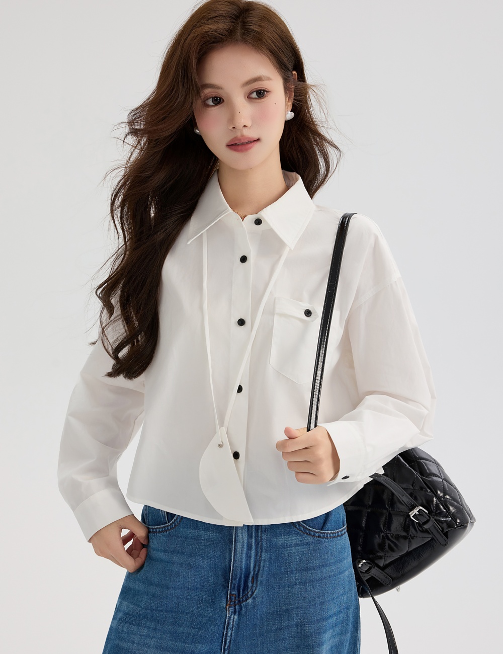 Korean style autumn shirt short niche tops