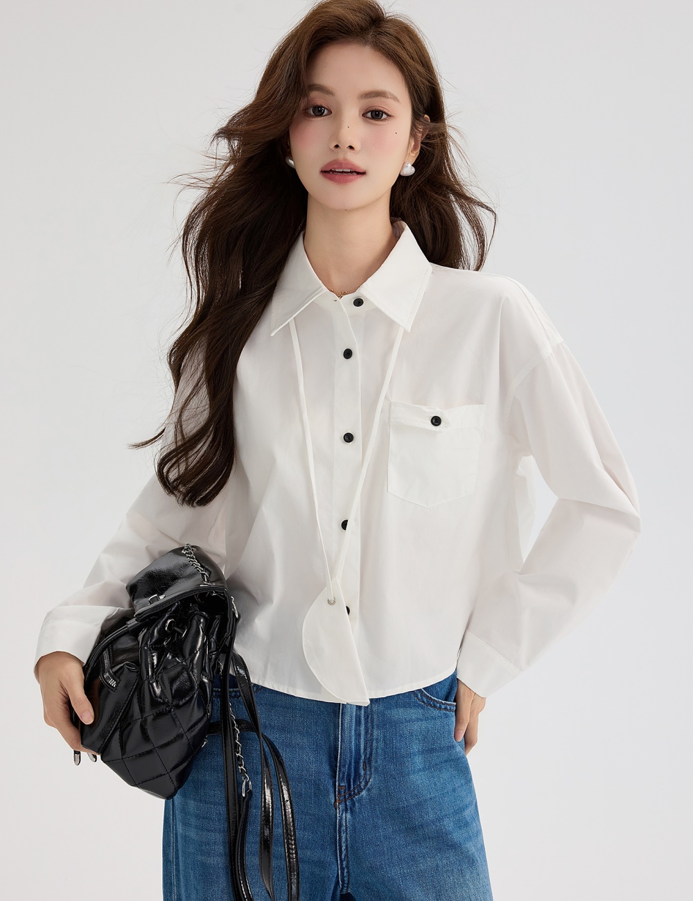 Korean style autumn shirt short niche tops