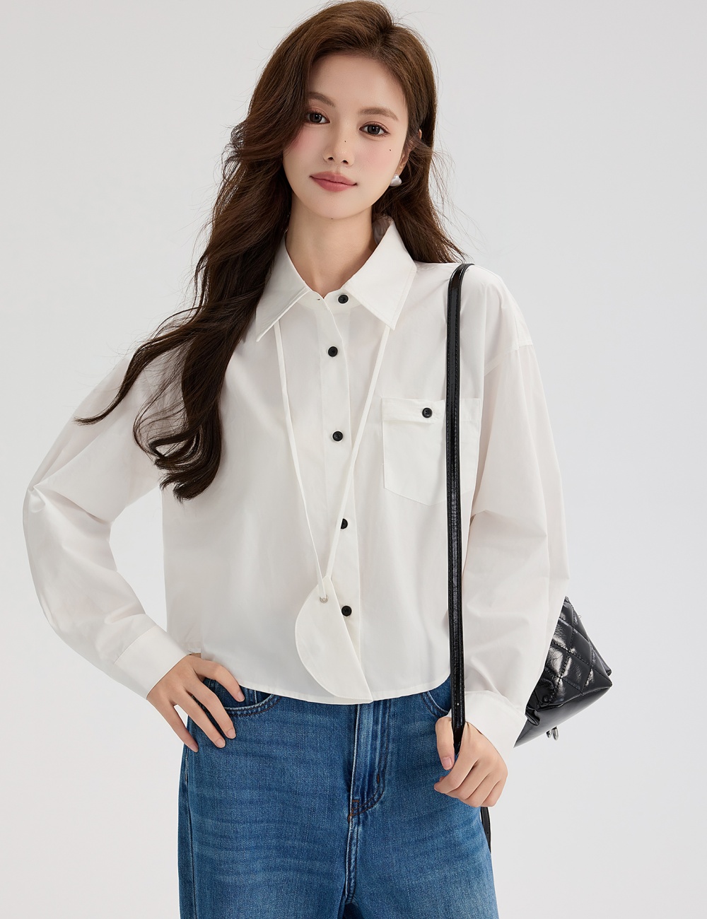 Korean style autumn shirt short niche tops