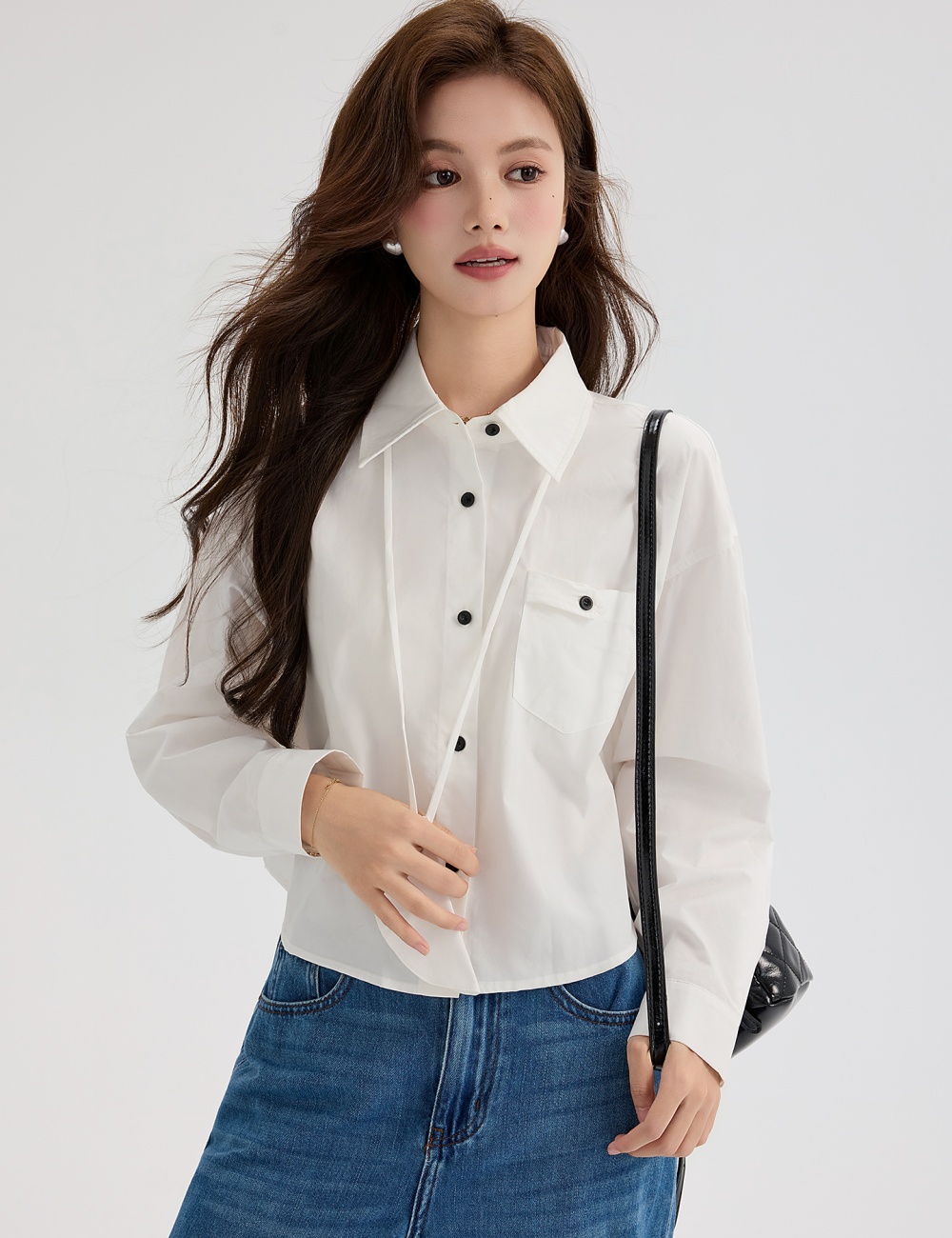 Korean style autumn shirt short niche tops