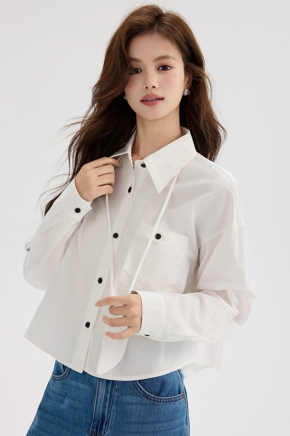 Korean style autumn shirt short niche tops